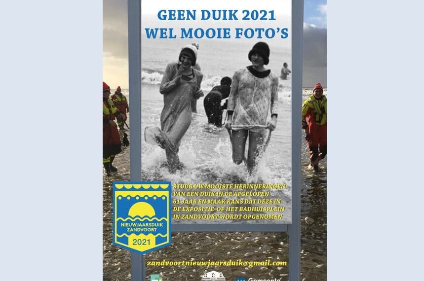 Geen plons maar wel duikfoto’s op het Badhuisplein in Zandvoort