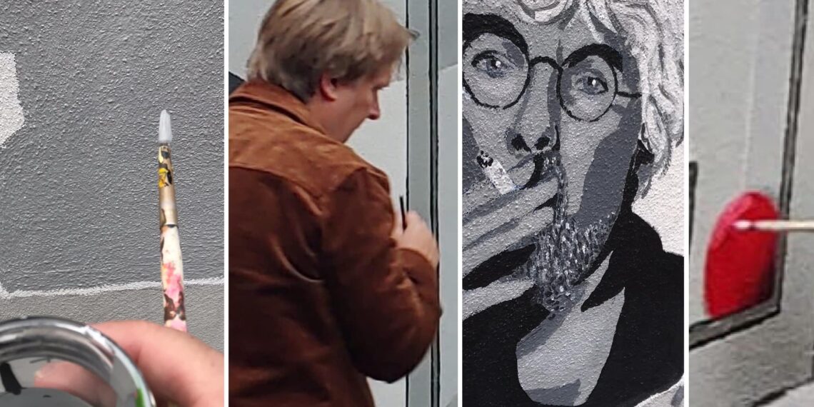 François Boulangé geëerd met portret op muur van zijn voormalige stamkroeg