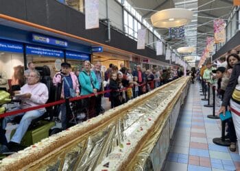 Feest met vijftig meter taart in Schalkwijk, winkelcentrum viert jubileum