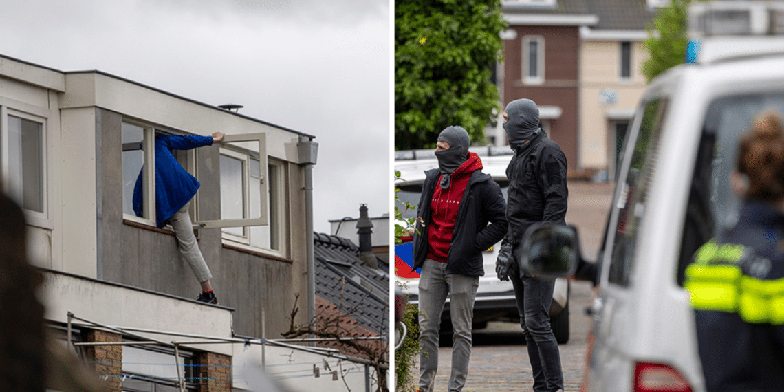 Verwarde man in Haarlem klimt uit dakraam