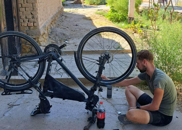 Marco tijdens fietsreis australie