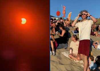 Duizenden mensen zien zonsverduistering op strand: ‘Pannenkoek geruild voor een bril’