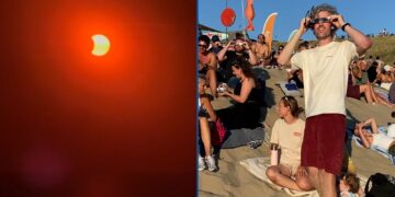 Duizenden mensen zien zonsverduistering op strand: ‘Pannenkoek geruild voor een bril’