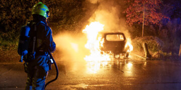 Auto brandt volledig uit in Reinaldapark